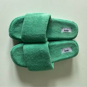 ASOS Green mircrofiber platform slip-ons
